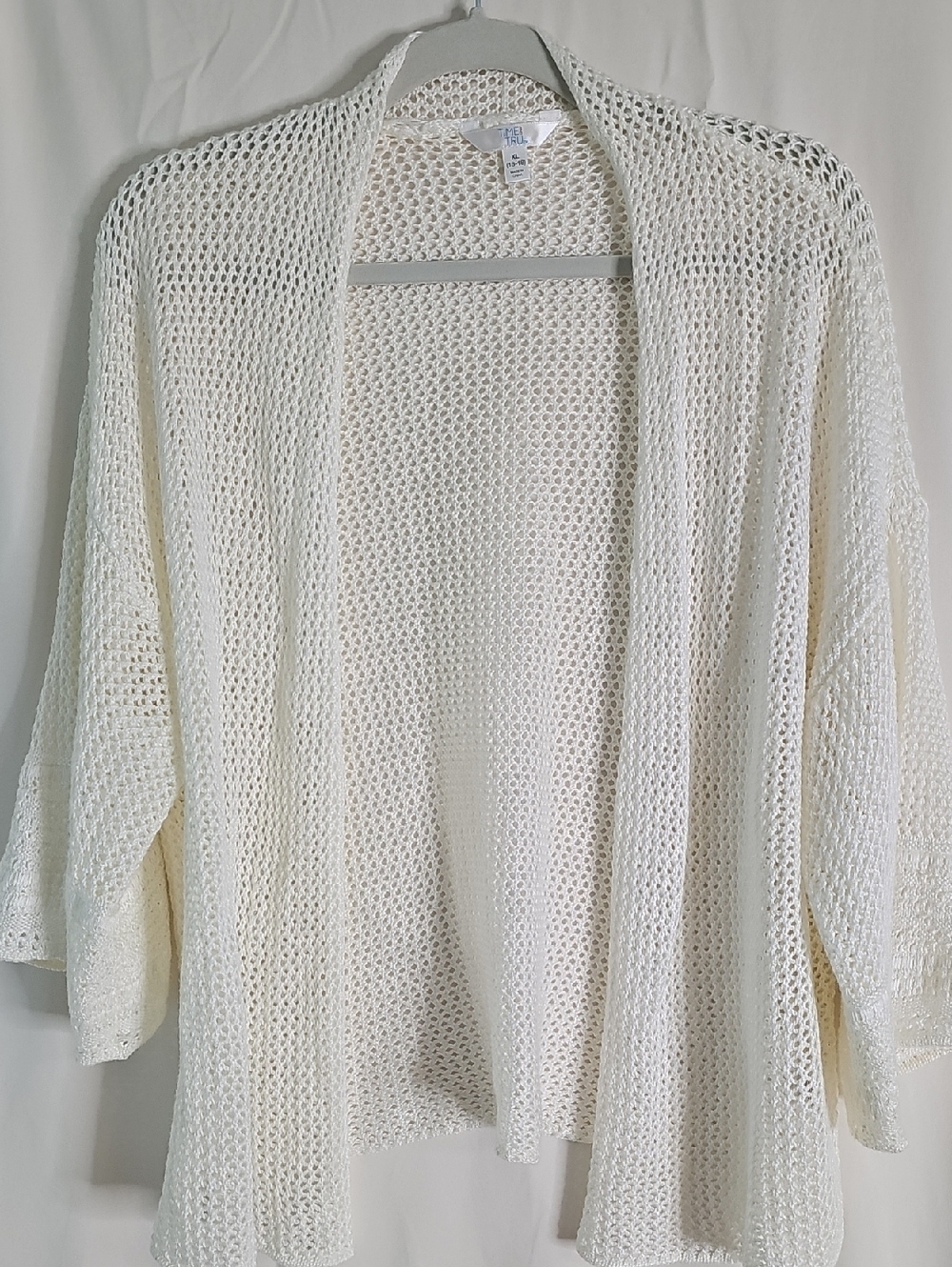 Time and Tru Open-Knit Cream Cardigan - Picture 1 of 3